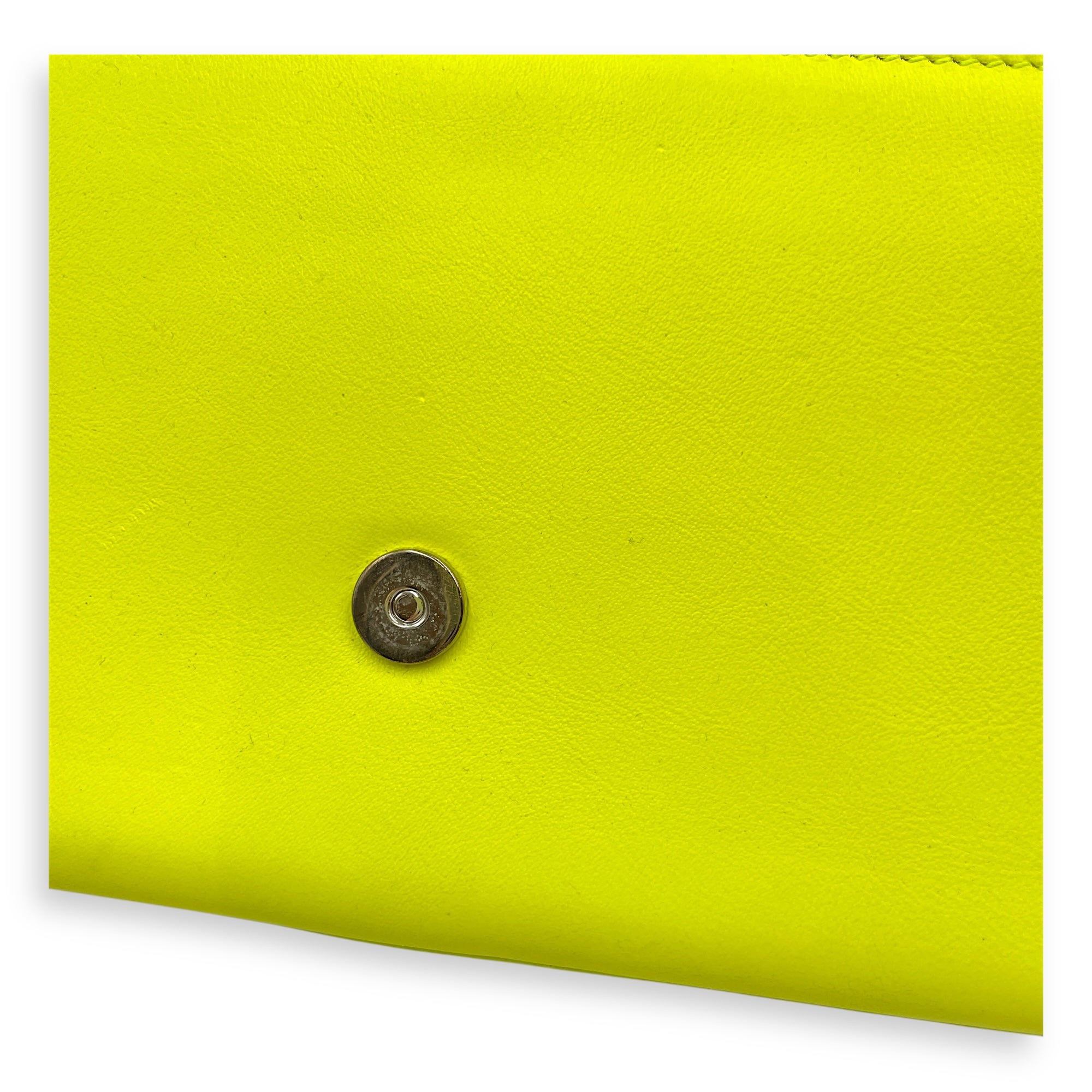 Belle De Jour Neon Yellow Clutch in Calfskin, Silver hardware