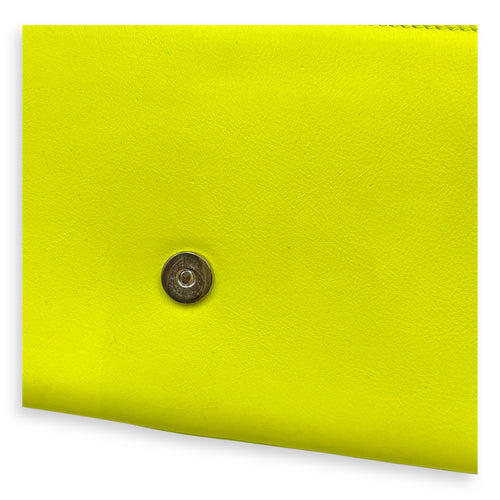 Belle De Jour Neon Yellow Clutch in Calfskin, Silver hardware