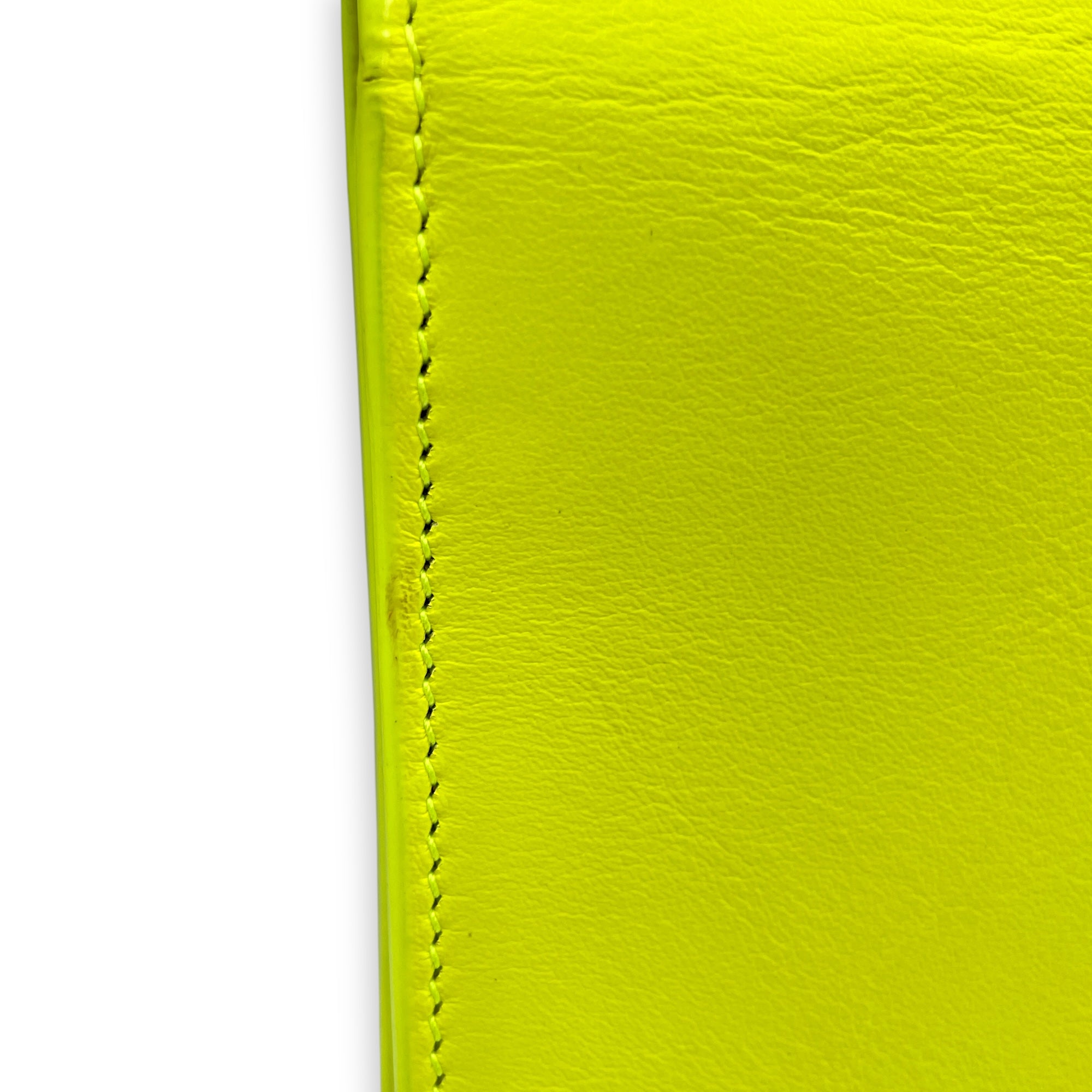 Belle De Jour Neon Yellow Clutch in Calfskin, Silver hardware