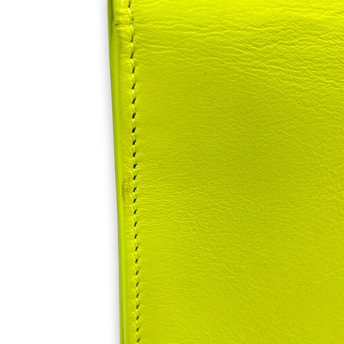 Belle De Jour Neon Yellow Clutch in Calfskin, Silver hardware