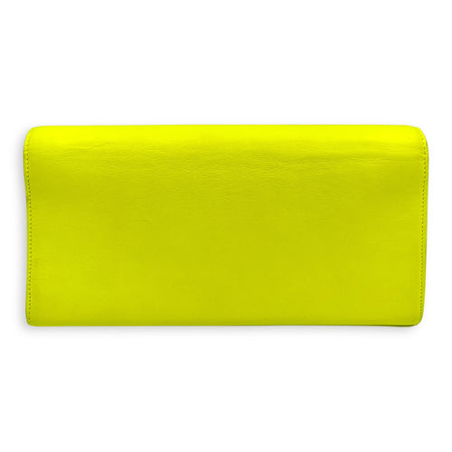 Belle De Jour Neon Yellow Clutch in Calfskin, Silver hardware