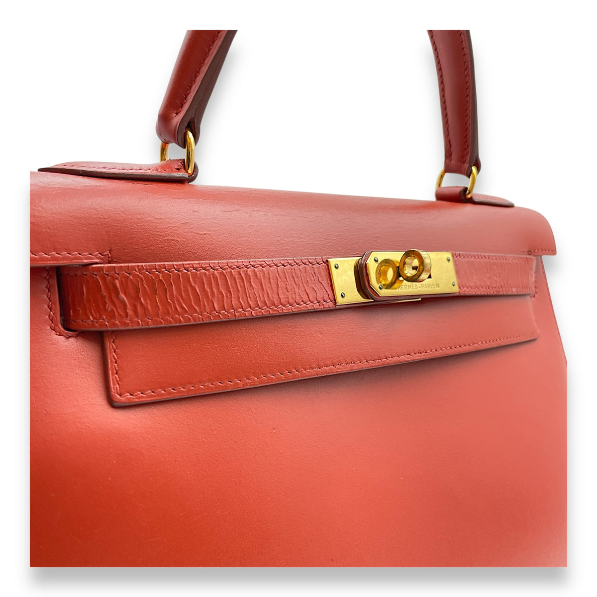Sellier Kelly 28 Red in Box Gold hardware
