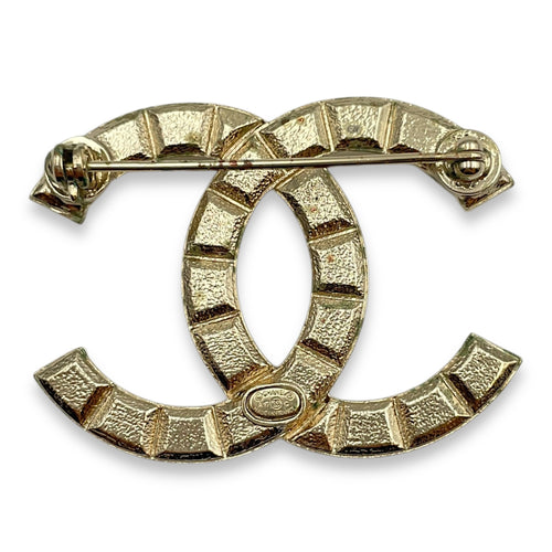 Studded CC Gold Brooch, Gold hardware