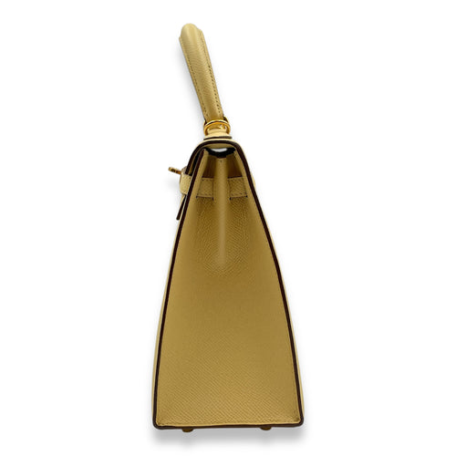 Sellier Kelly 25 Jaune Poussin in Epsom, Gold hardware