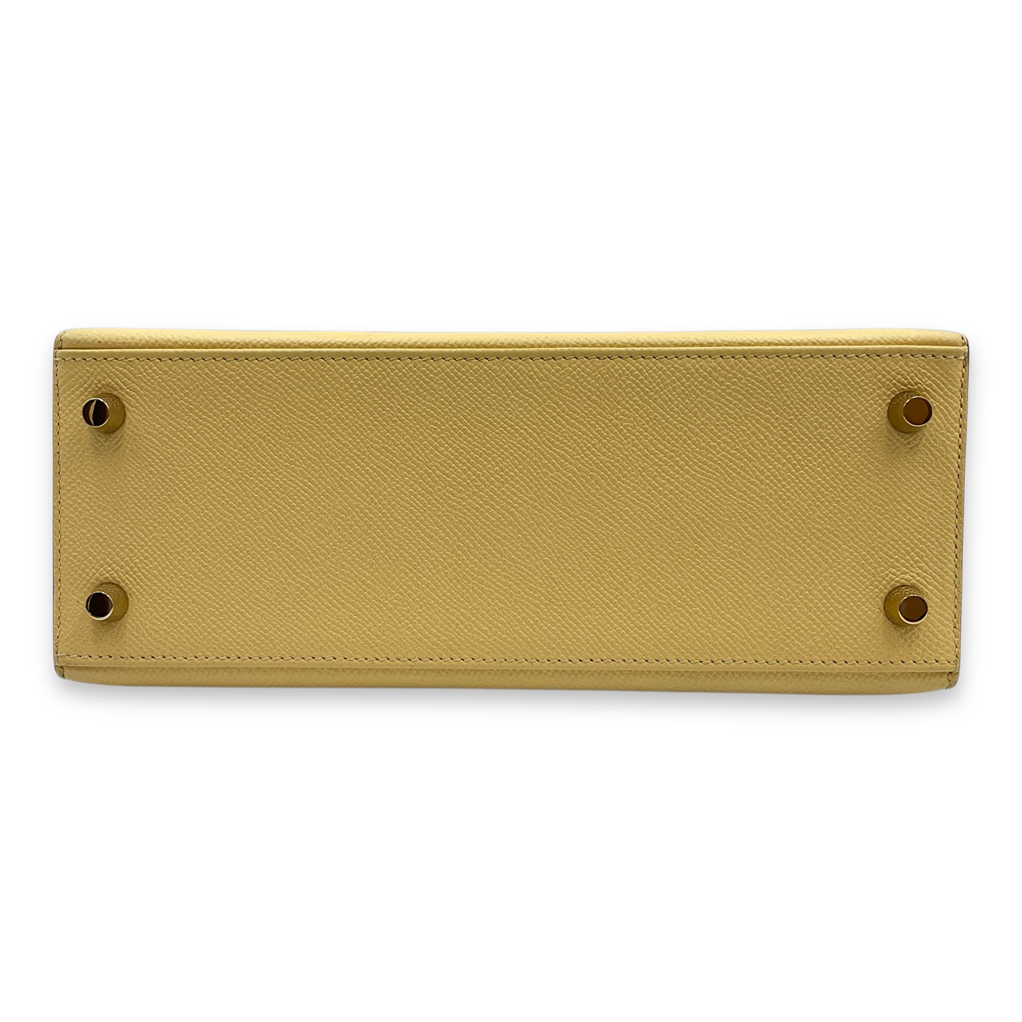 Sellier Kelly 25 Jaune Poussin in Epsom, Gold hardware