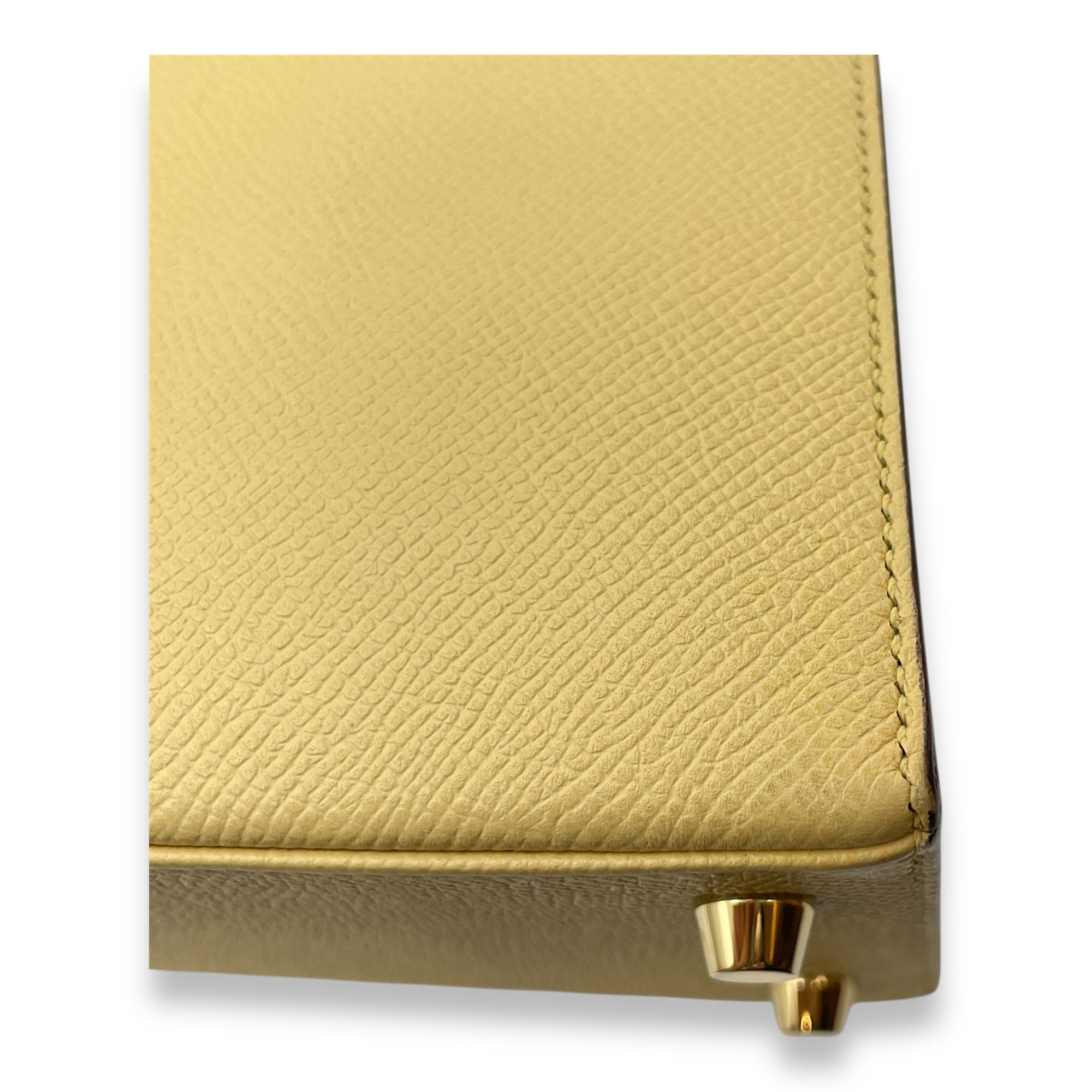 Sellier Kelly 25 Jaune Poussin in Epsom, Gold hardware