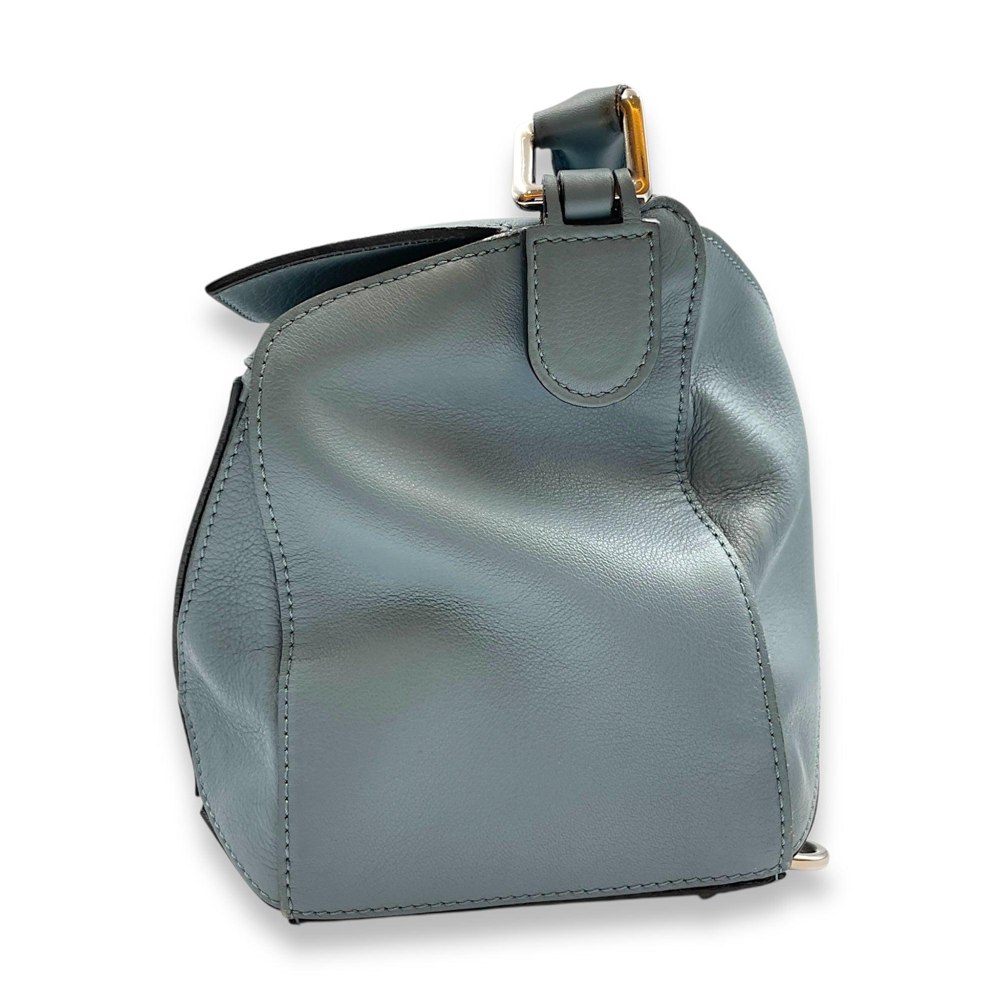 Puzzle Bag Medium Blue Shoulder Bag in Calfskin, Silver hardware