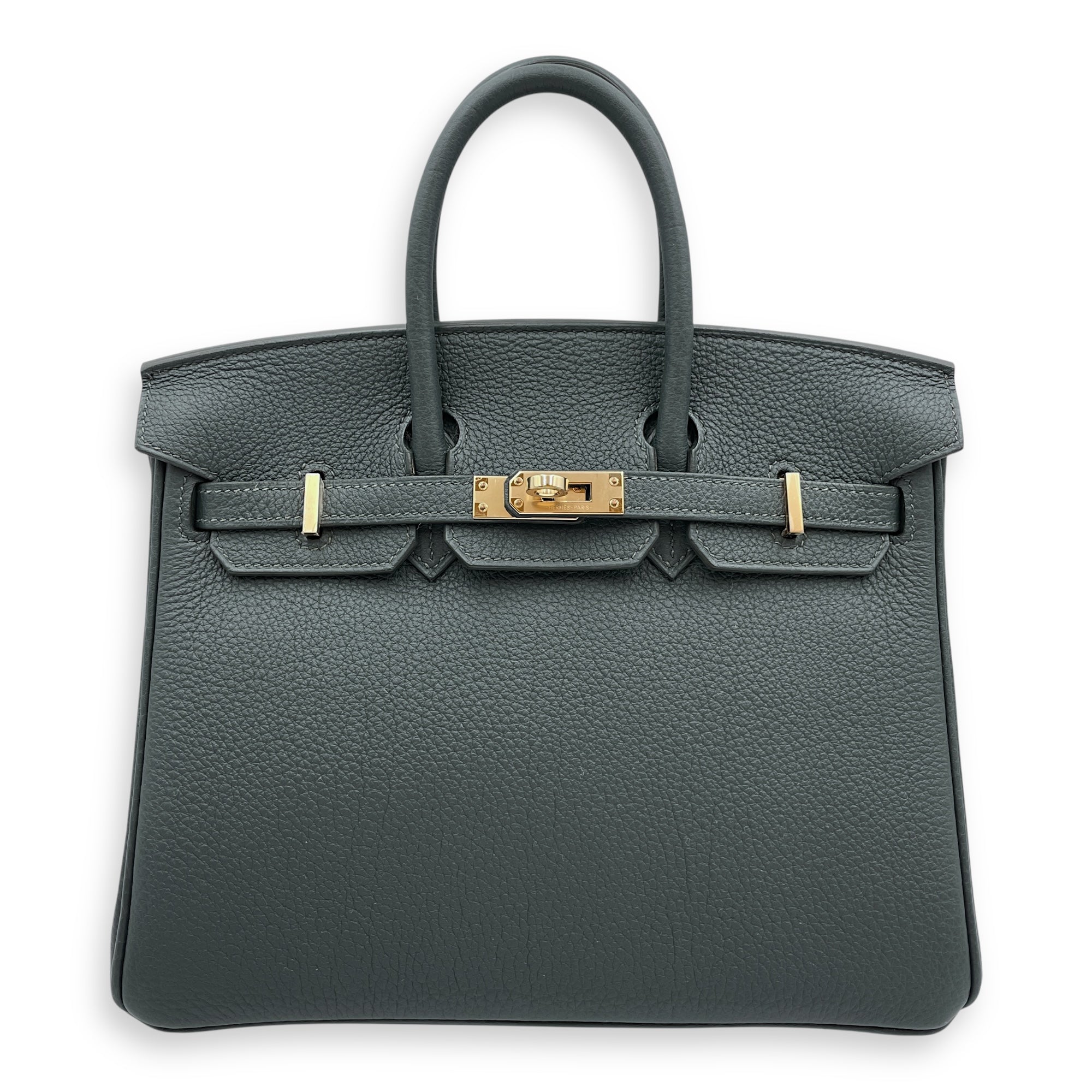 Birkin 25 Vert Mangrove in Togo, Permabrass hardware