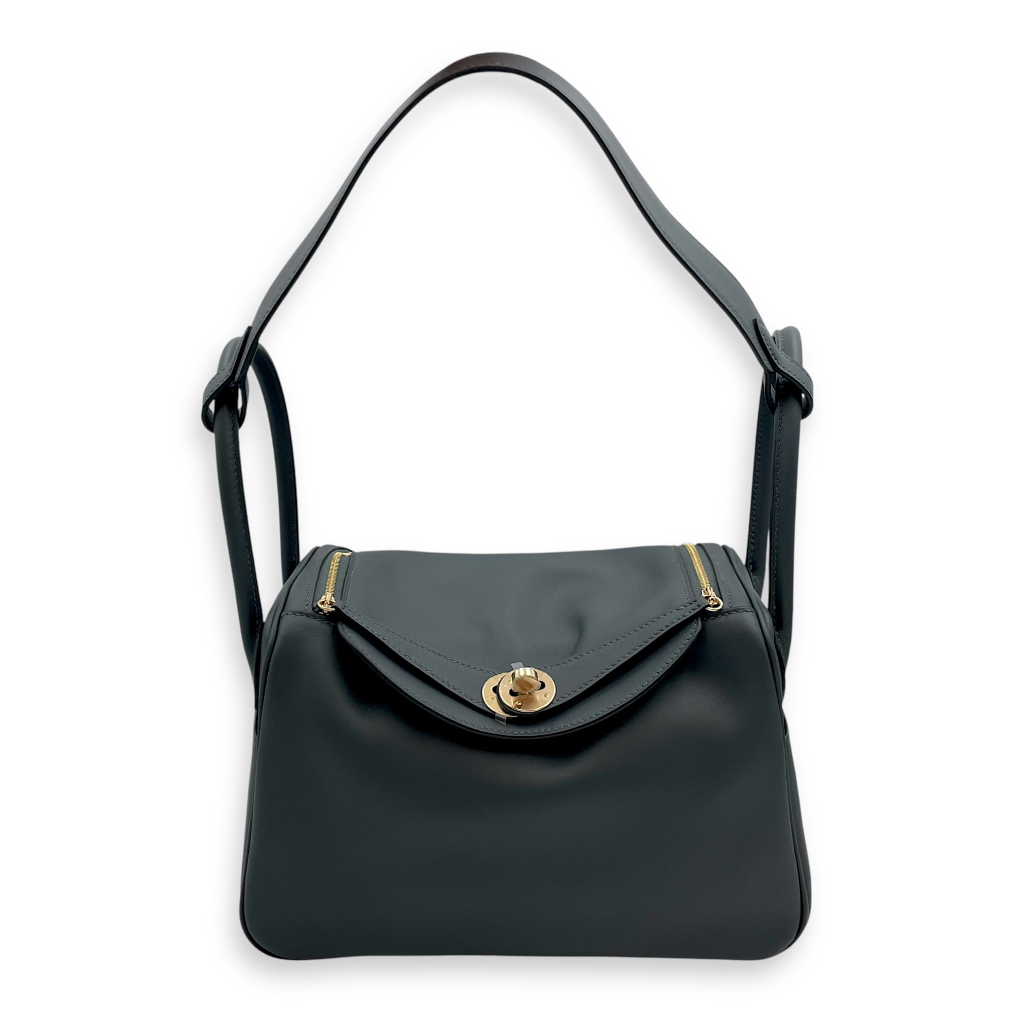 Lindy 26 Gris Misty/Noir in Swift, Permabrass hardware