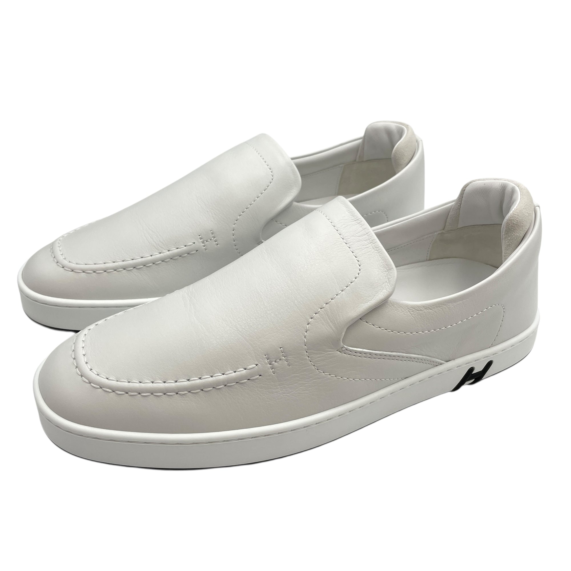 Kiddy 42.5 Blanc Slip-on Sneakers in Cherve Leather