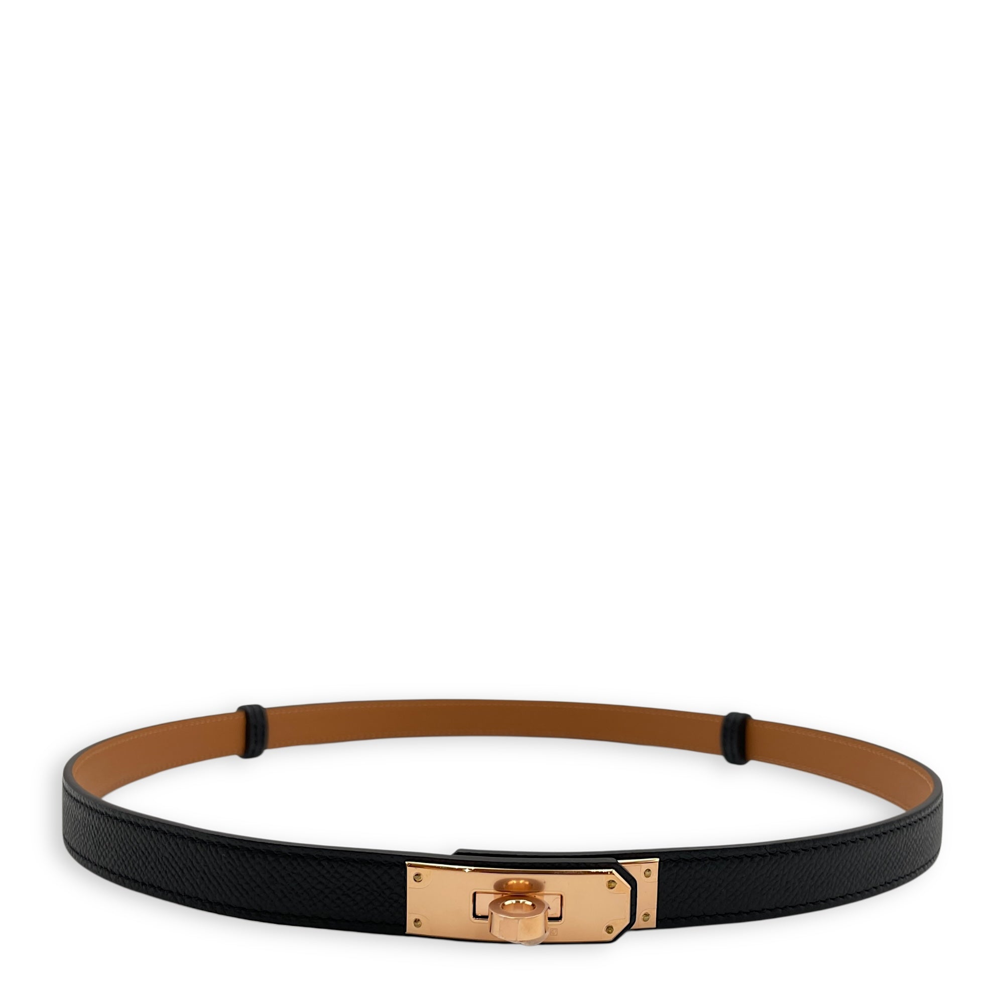 Kelly 18 Black Belt in Epsom, Rose Gold hardware