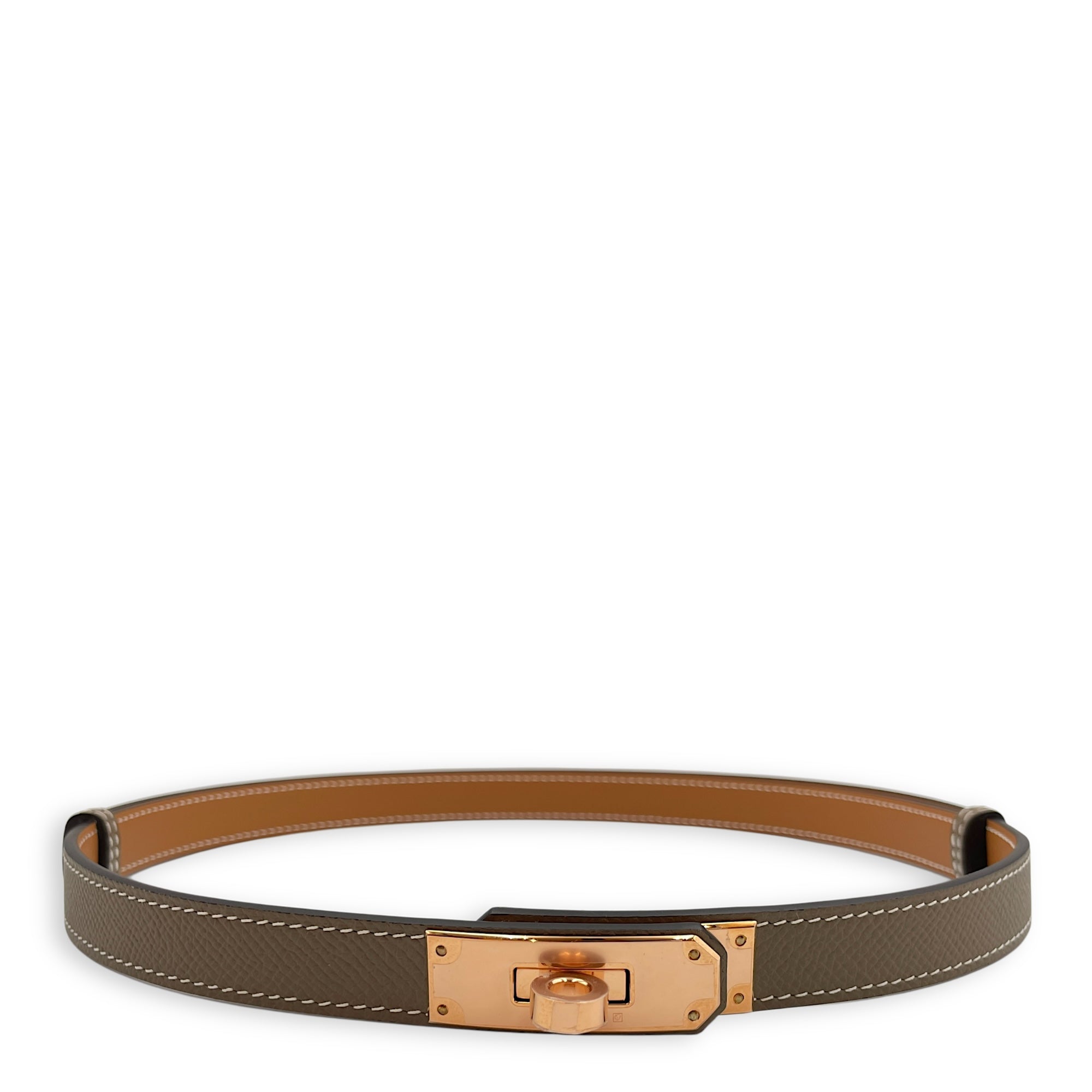 Kelly 18 Etoupe Belt in Epsom, Rose Gold hardware