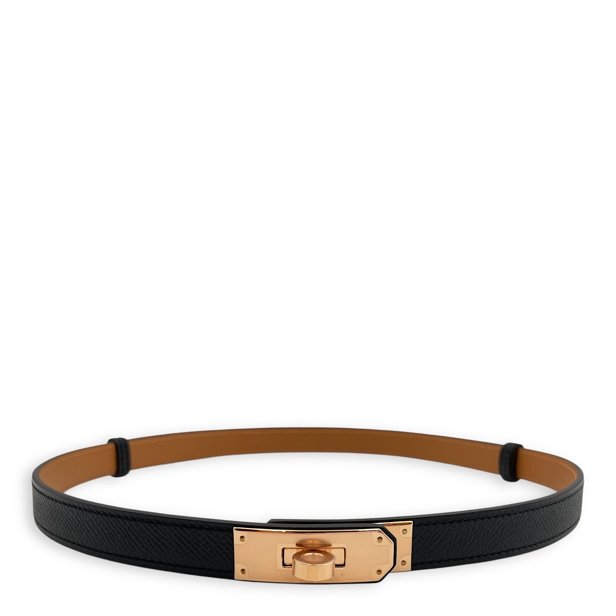 Kelly 18 Black Belt in Epsom, Rose Gold hardware