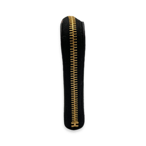 Zipengo Chaine D'ancre Compact Black Card Holder in Evercalf, Gold hardware