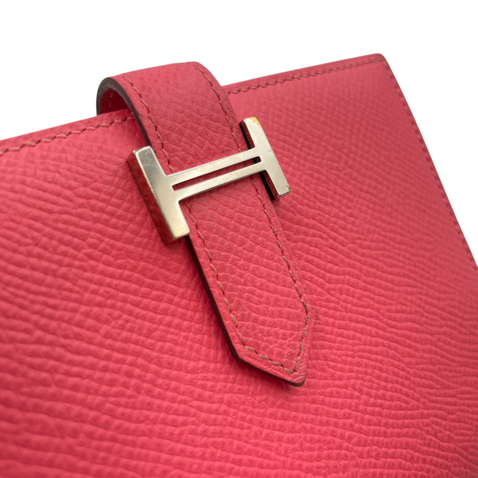 Bearn Compact Rose Azalee Wallet in Epsom, Palladium hardware