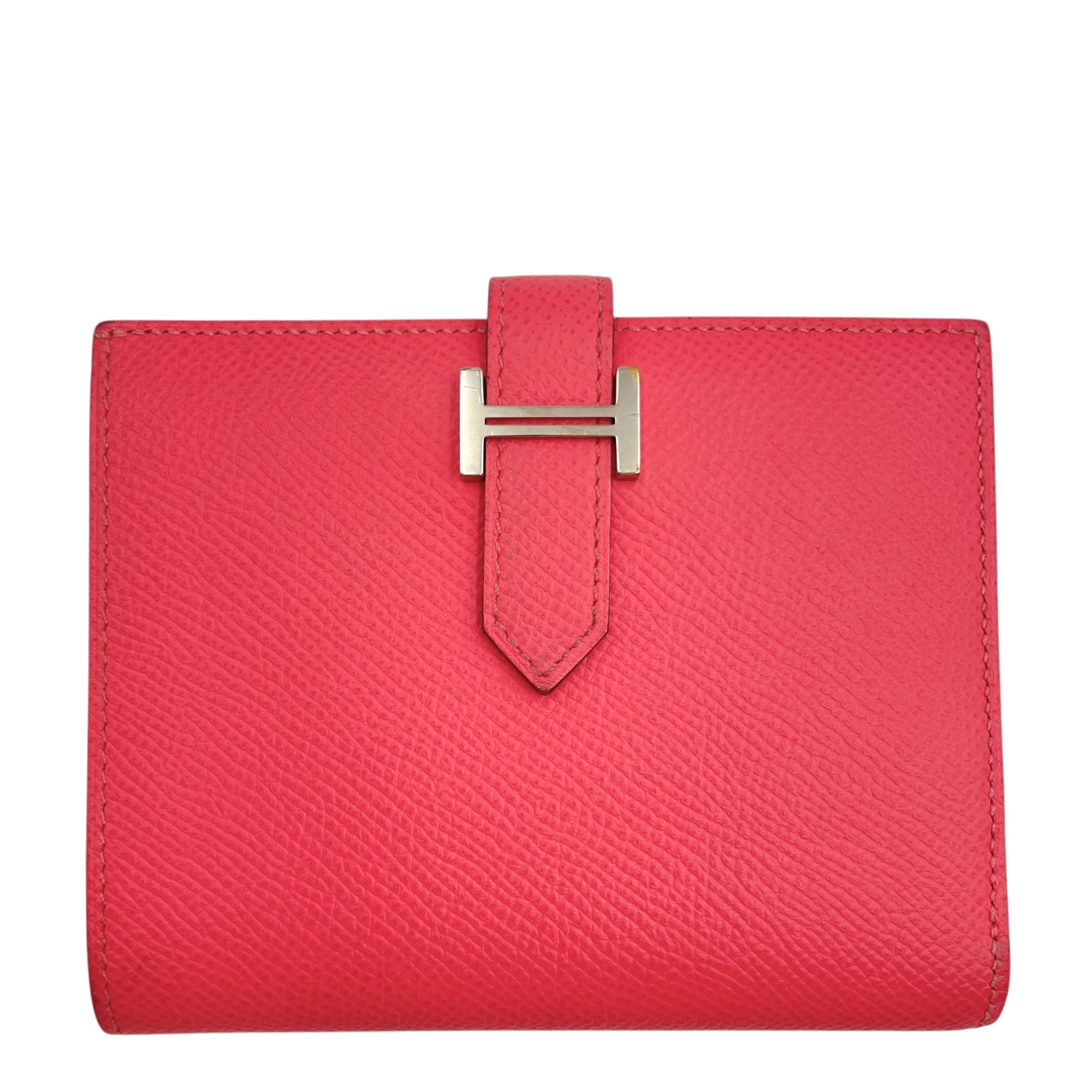 Bearn Compact Rose Azalee Wallet in Epsom, Palladium hardware