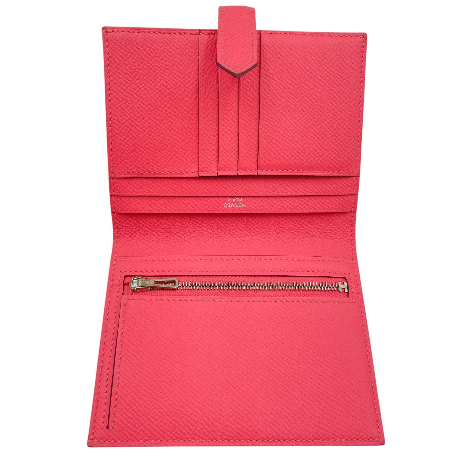 Bearn Compact Rose Azalee Wallet in Epsom, Palladium hardware