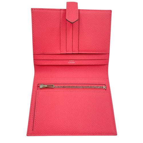 Bearn Compact Rose Azalee Wallet in Epsom, Palladium hardware