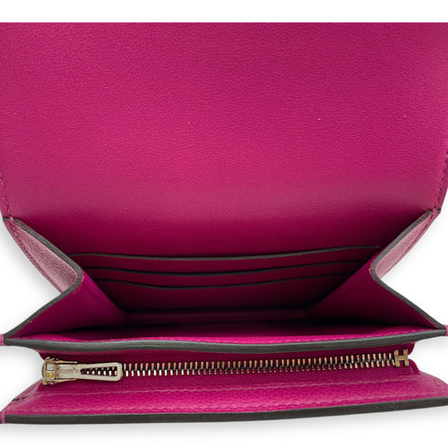 2002 Rose Pourpre Wallet in Evercolor, Palladium hardware