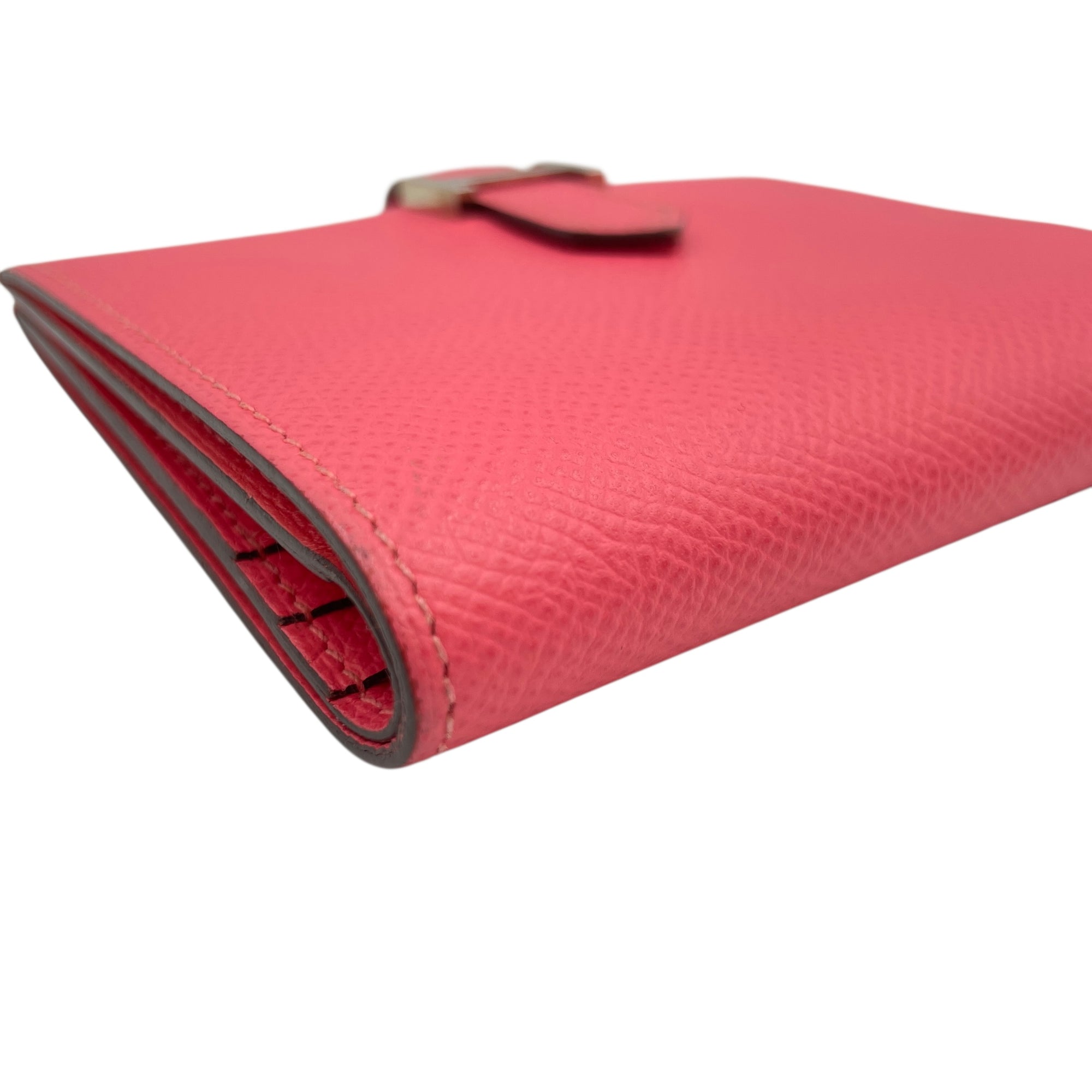 Bearn Compact Rose Azalee Wallet in Epsom, Palladium hardware