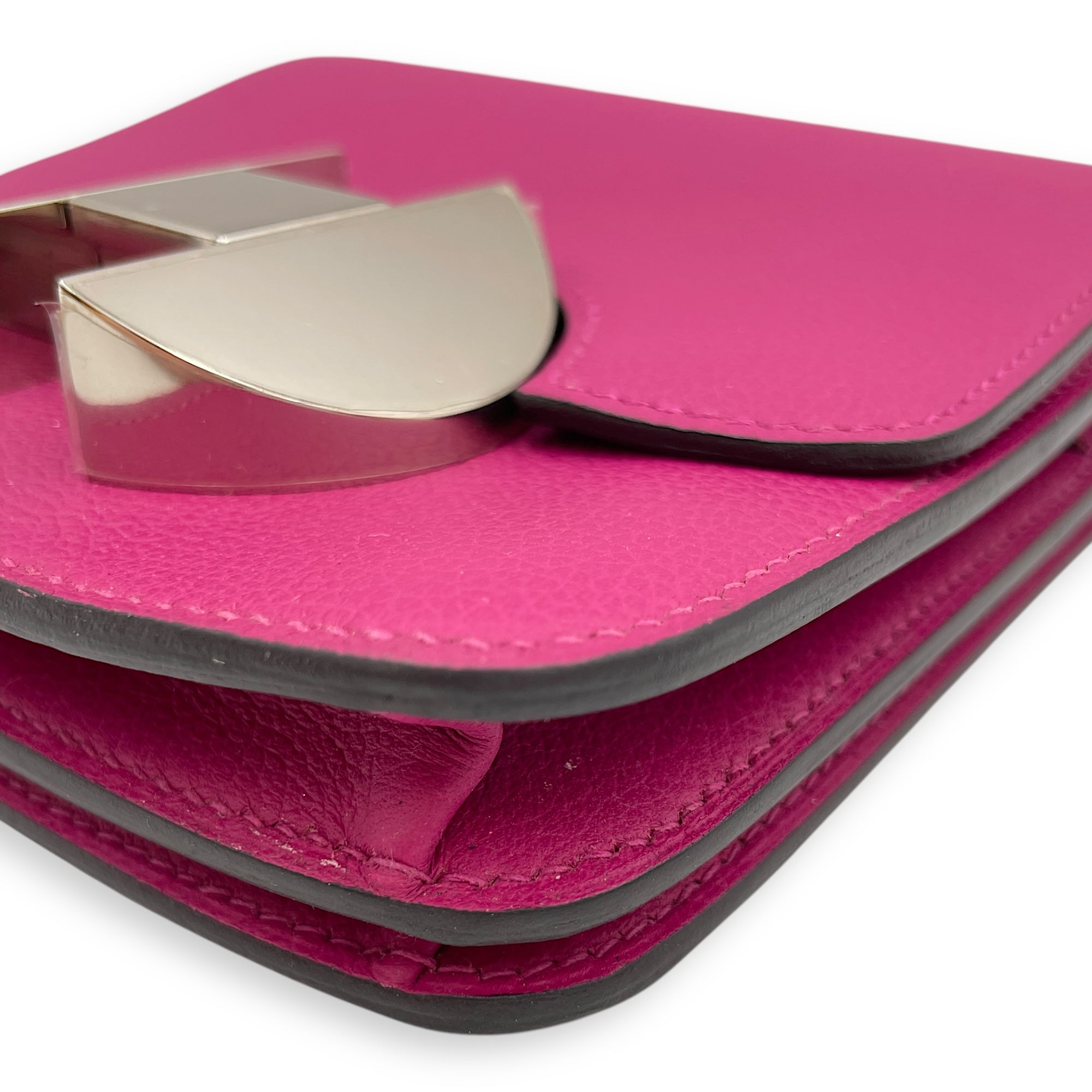 2002 Rose Pourpre Wallet in Evercolor, Palladium hardware