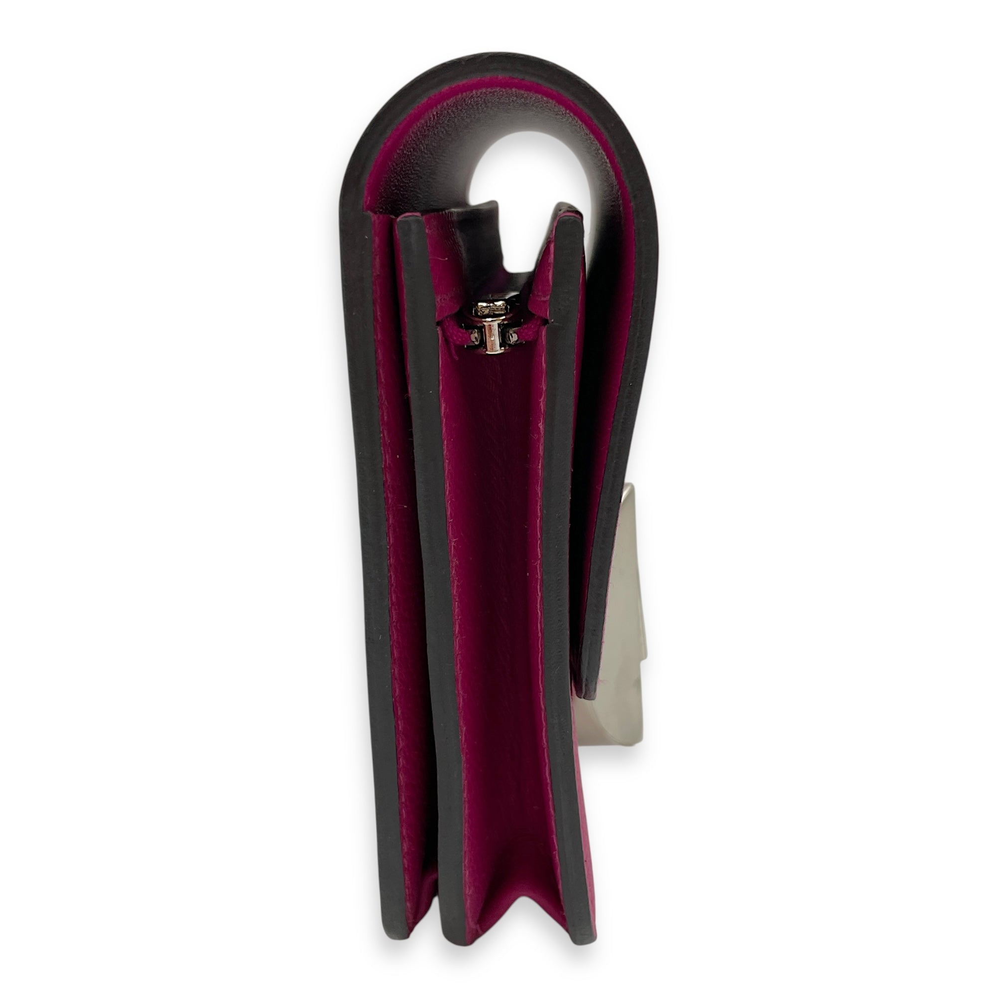 2002 Rose Pourpre Wallet in Evercolor, Palladium hardware