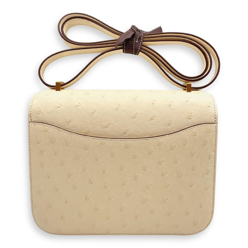 Constance Mirror 18 Nata in Ostrich, Gold hardware