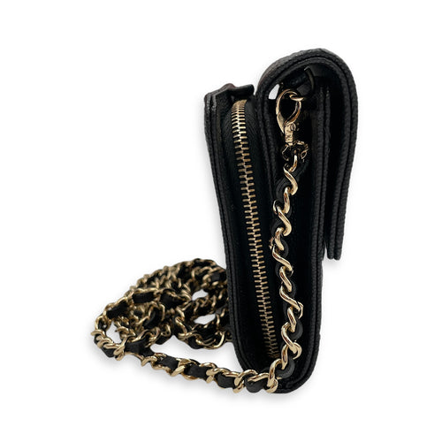Quilted Classic Flap Black Wallet On Chain in Caviar Leather, Gold hardware