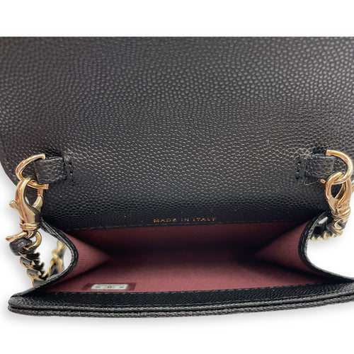 Quilted Classic Flap Black Wallet On Chain in Caviar Leather, Gold hardware