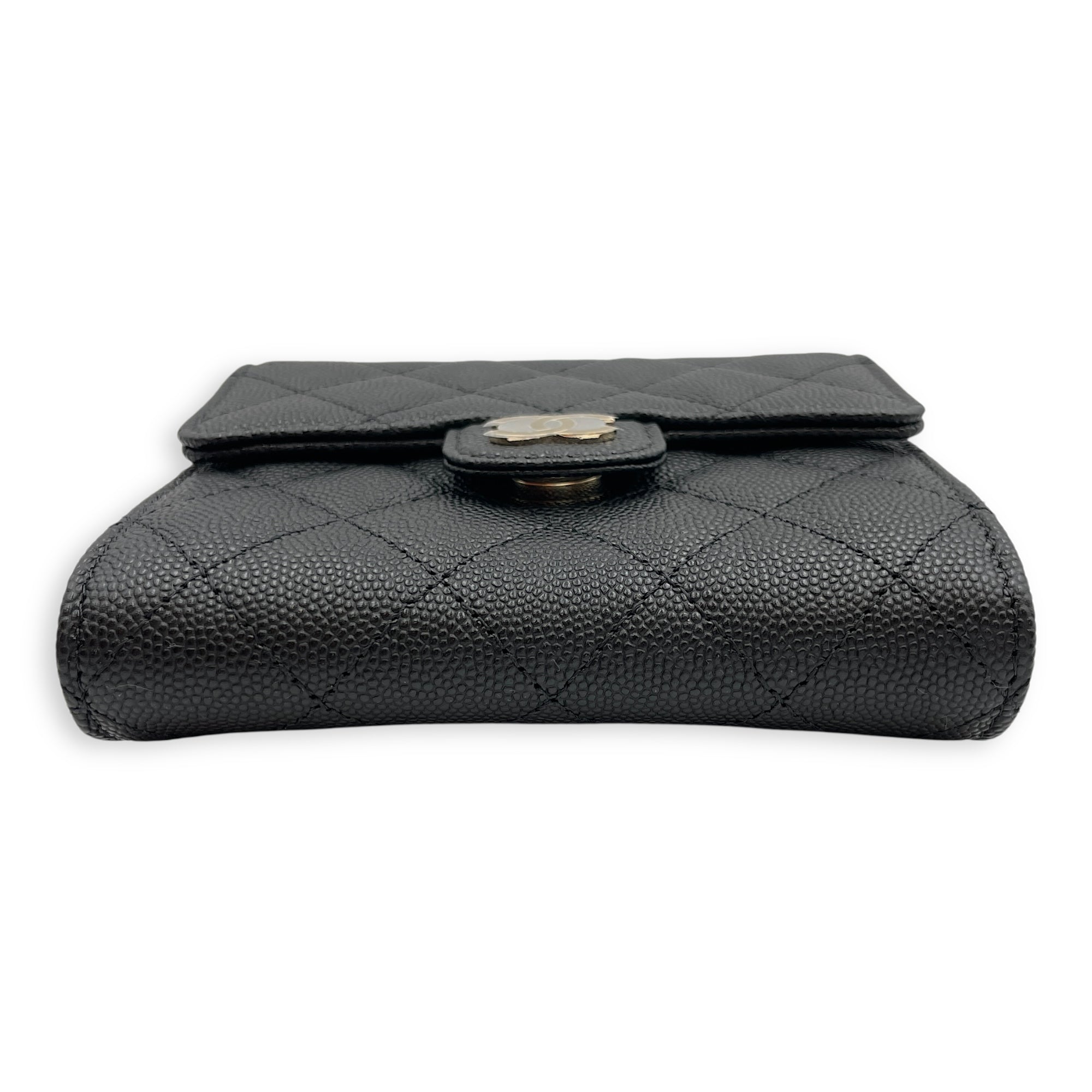 Quilted Classic Flap Black Wallet On Chain in Caviar Leather, Gold hardware