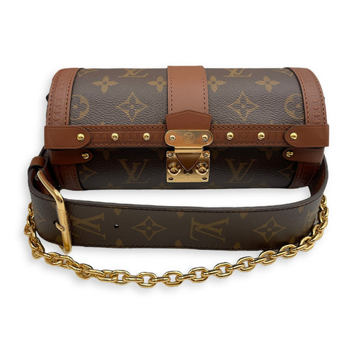 Monogram Papillon Trunk Brown Shoulder Bag in Coated Canvas, Gold hardware