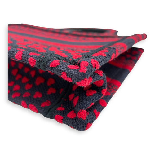 Book Tote with Heart Motif Mini Blue/Red Top Handle Bag in Canvas