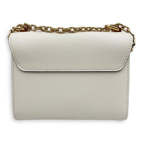 Game On Twist PM White Crossbody Bag in Epi Leather, Gold hardware