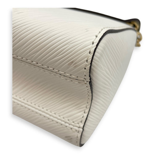 Game On Twist PM White Crossbody Bag in Epi Leather, Gold hardware