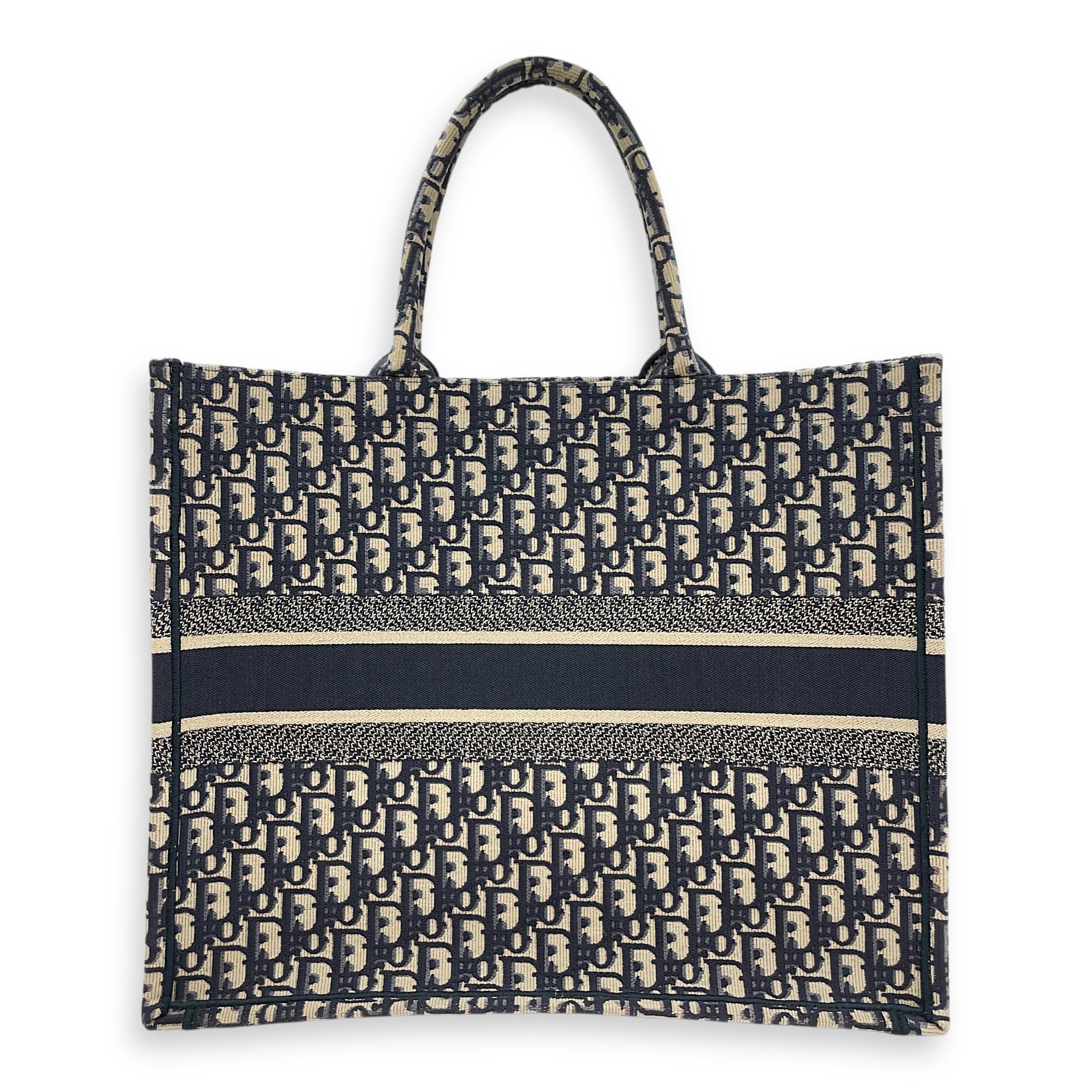 Oblique Book Tote Large Blue Shoulder Bag in Canvas