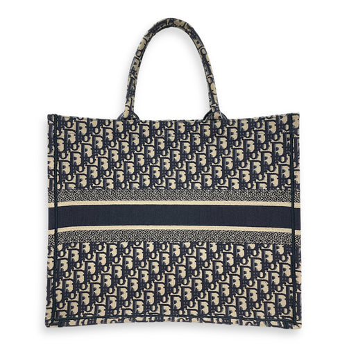 Oblique Book Tote Large Blue Shoulder Bag in Canvas
