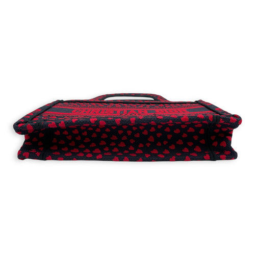 Book Tote with Heart Motif Mini Blue/Red Top Handle Bag in Canvas