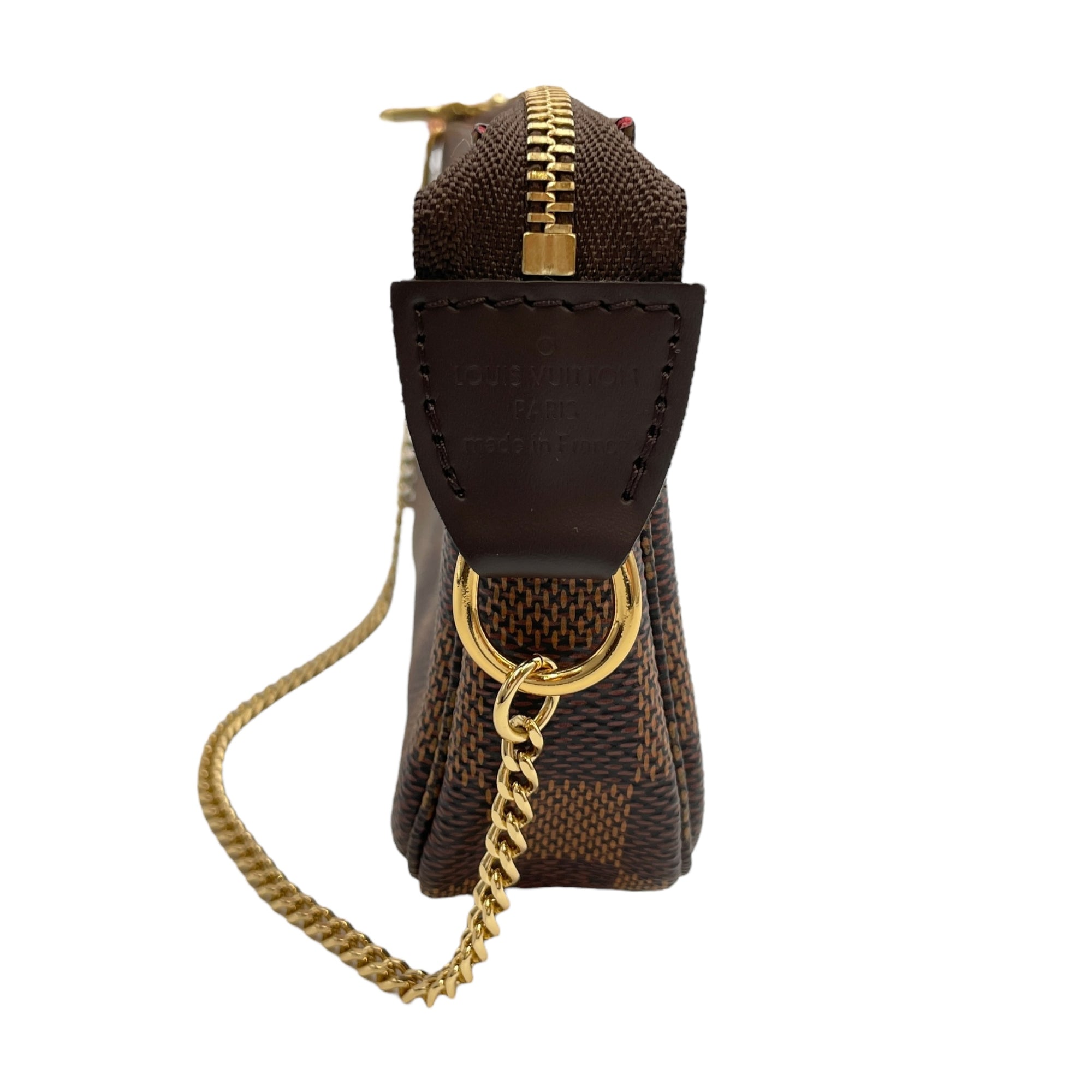 LV Damier Accessories Pochette Mini Brown Clutch in Canvas, Gold hardware