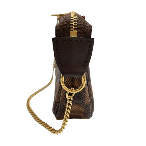 LV Damier Accessories Pochette Mini Brown Clutch in Canvas, Gold hardware