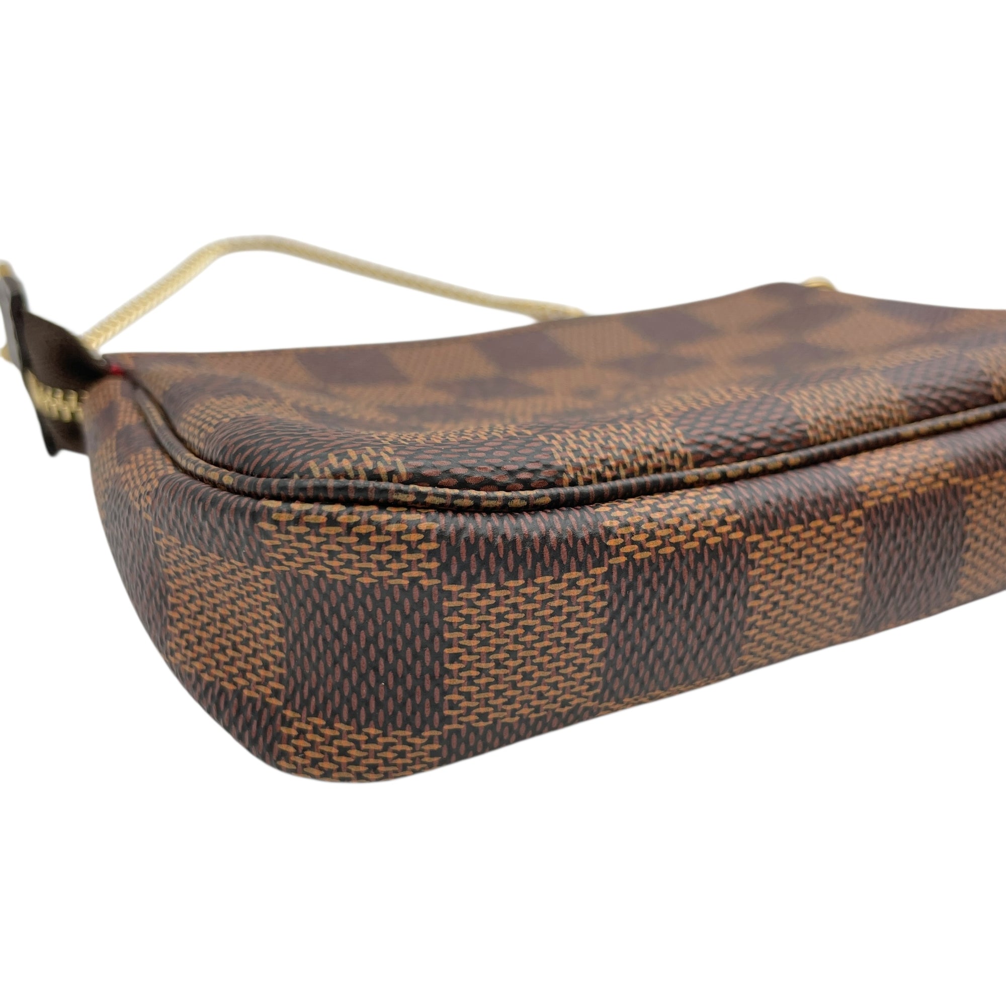 LV Damier Accessories Pochette Mini Brown Clutch in Canvas, Gold hardware