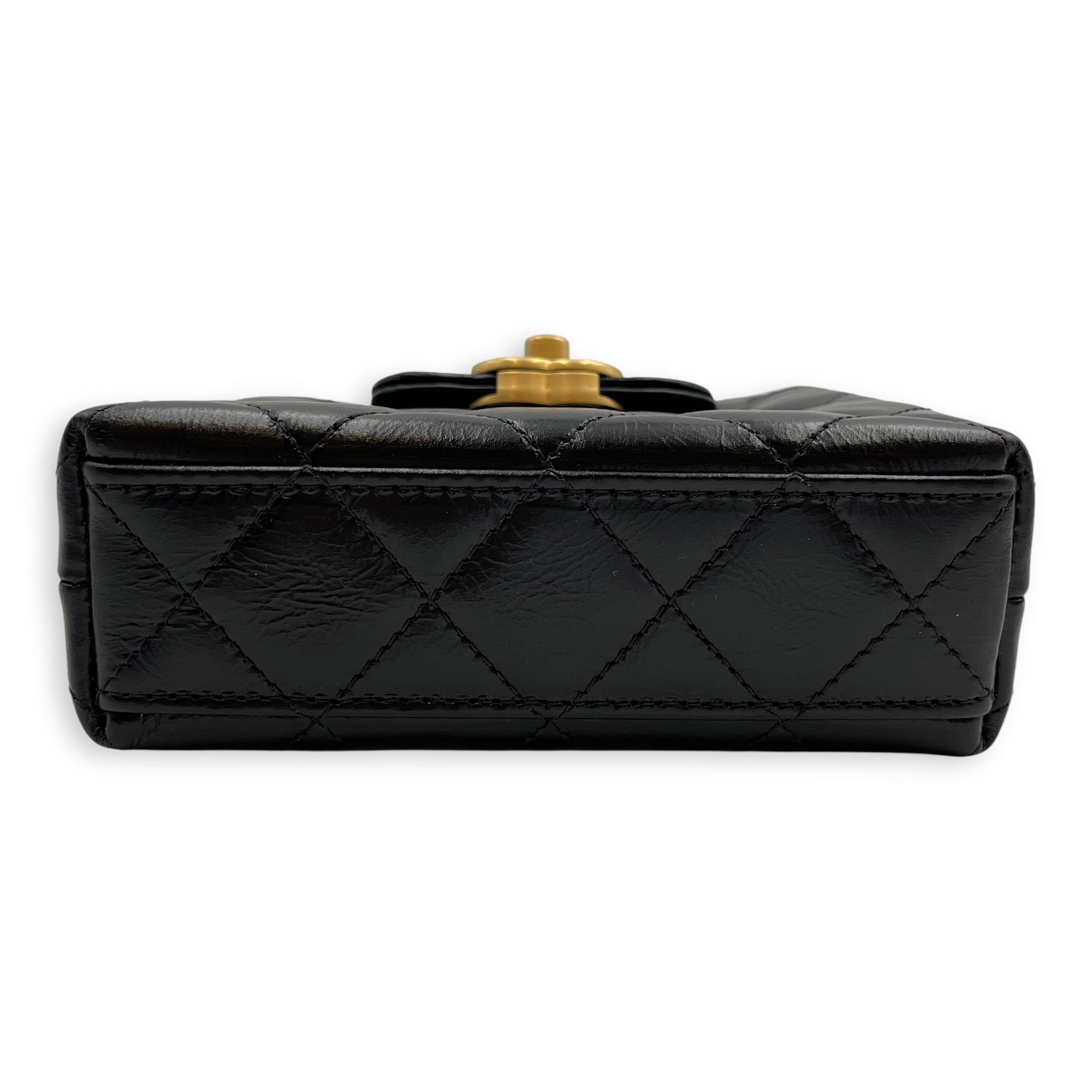 Kelly Mini Black Crossbody Bag in Lambskin, Gold hardware
