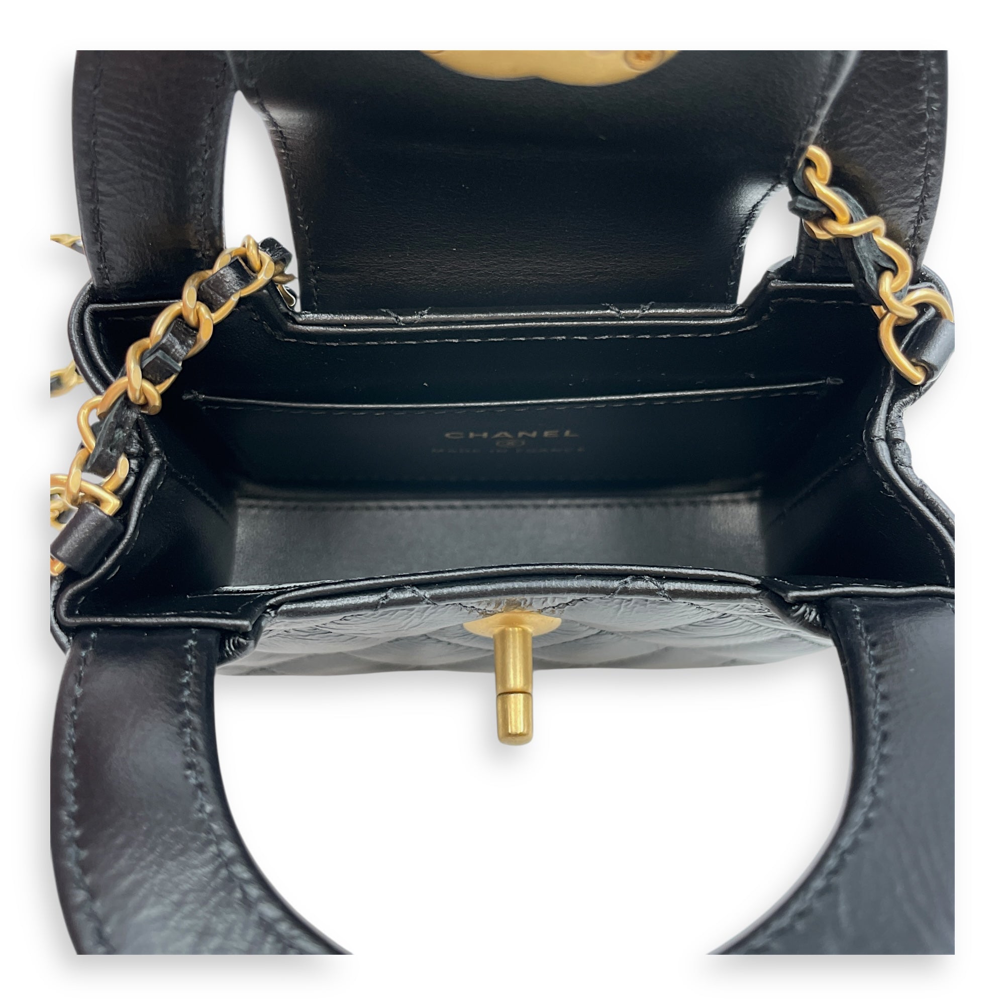 Kelly Mini Black Crossbody Bag in Lambskin, Gold hardware