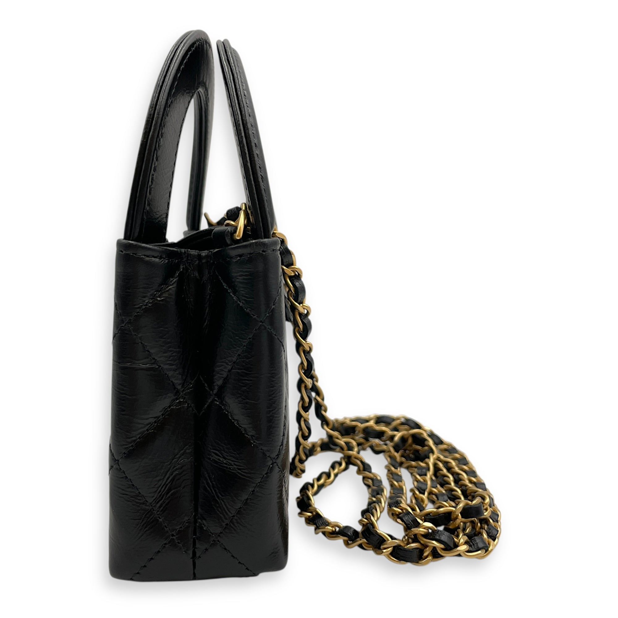 Kelly Mini Black Crossbody Bag in Lambskin, Gold hardware