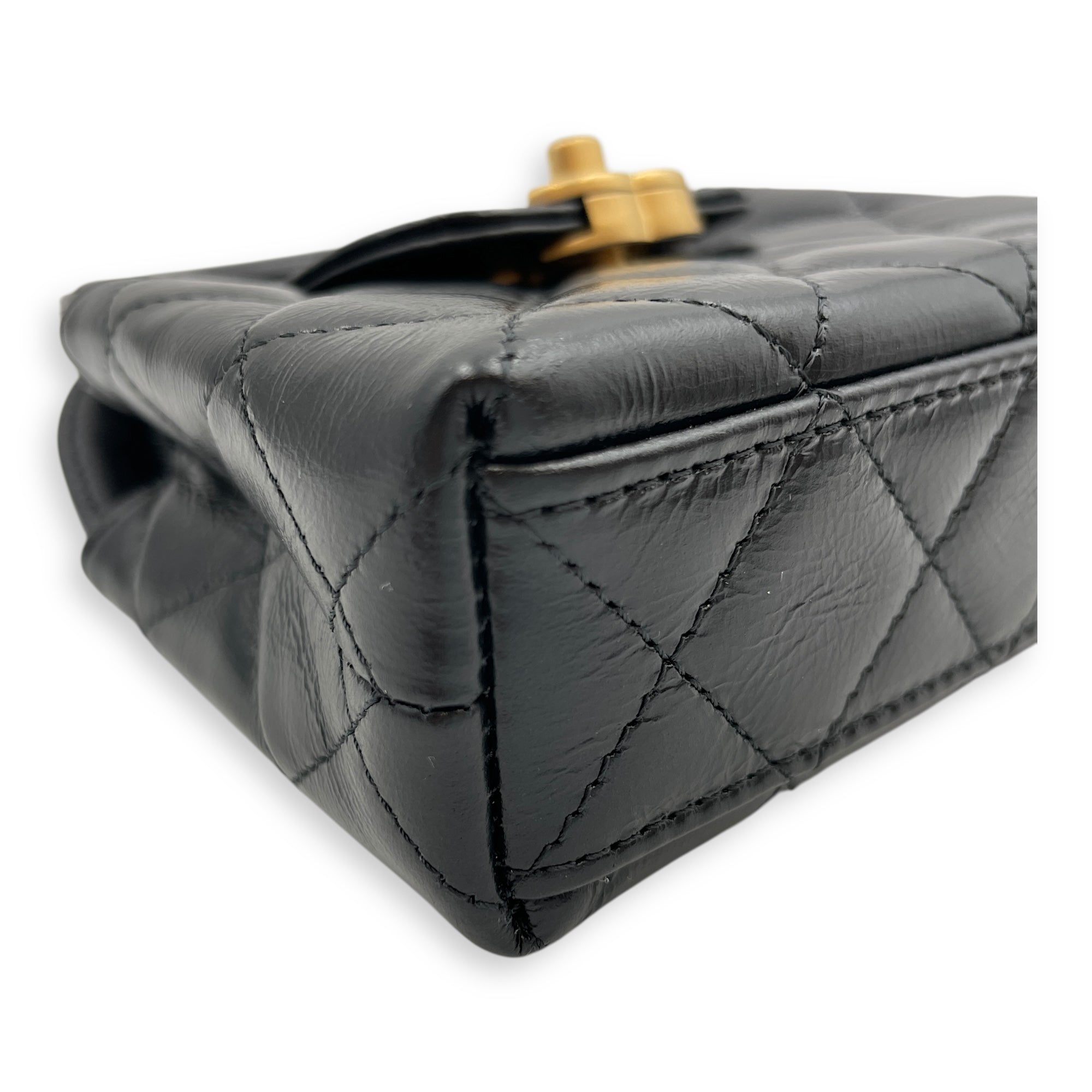 Kelly Mini Black Crossbody Bag in Lambskin, Gold hardware