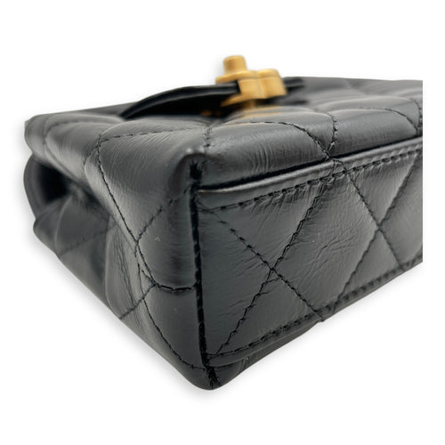 Kelly Mini Black Crossbody Bag in Lambskin, Gold hardware