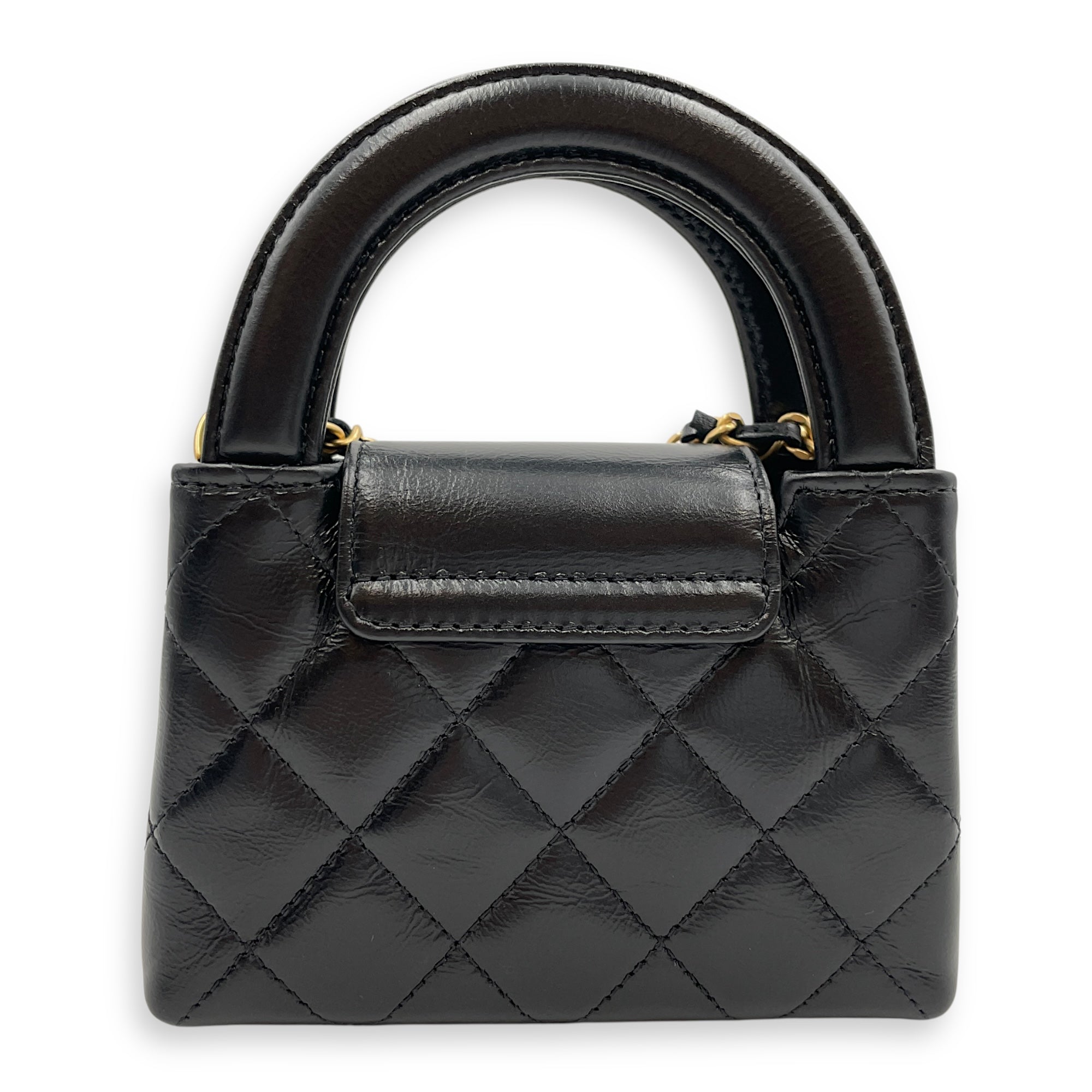 Kelly Mini Black Crossbody Bag in Lambskin, Gold hardware