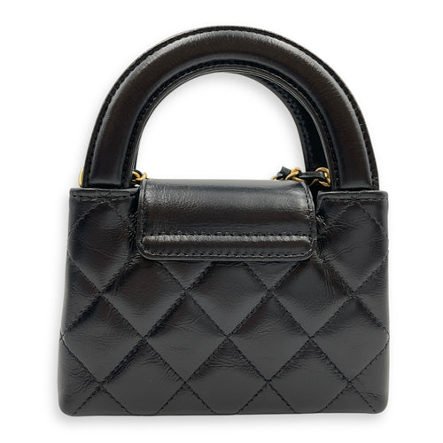 Kelly Mini Black Crossbody Bag in Lambskin, Gold hardware
