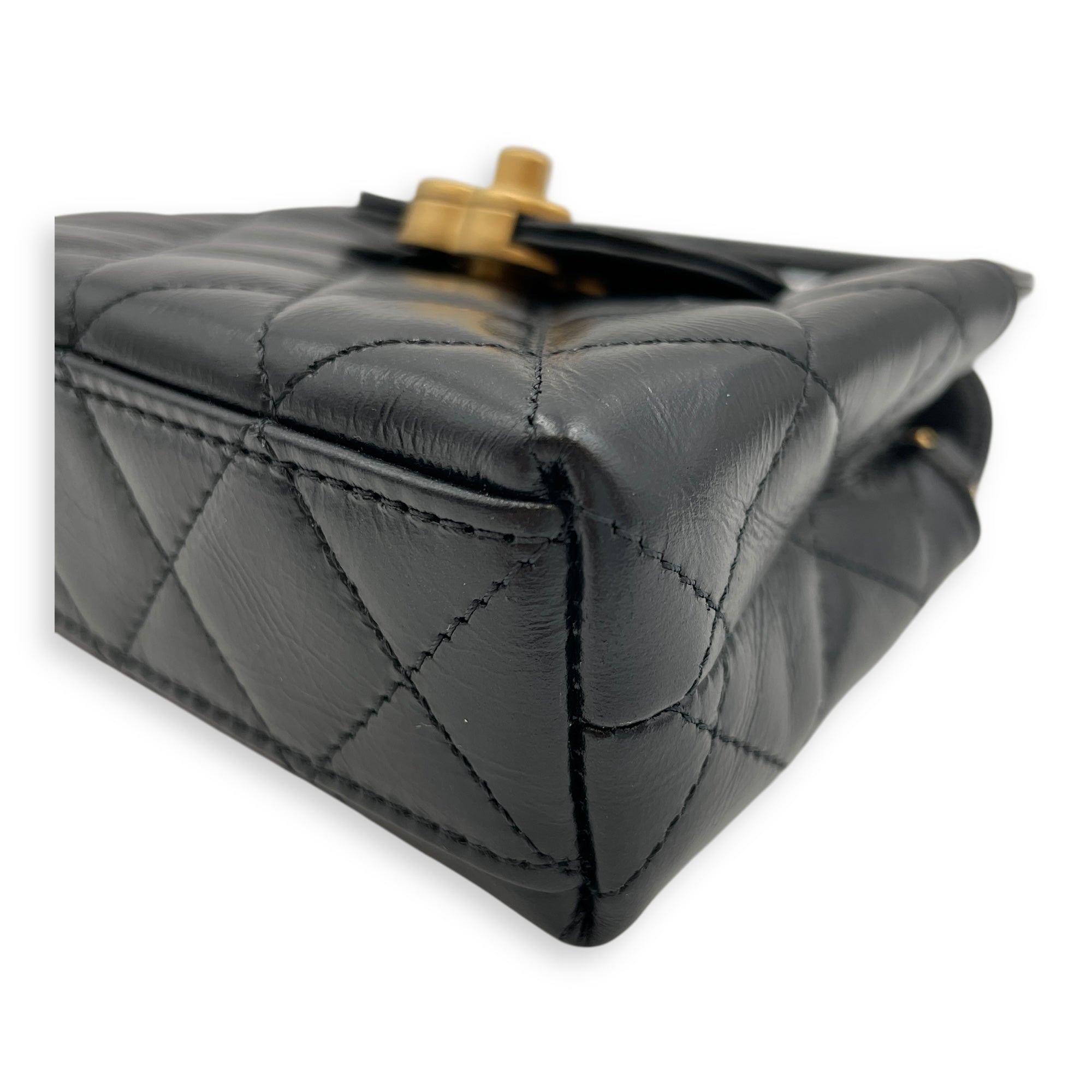 Kelly Mini Black Crossbody Bag in Lambskin, Gold hardware