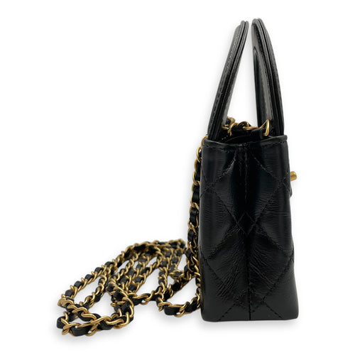 Kelly Mini Black Crossbody Bag in Lambskin, Gold hardware