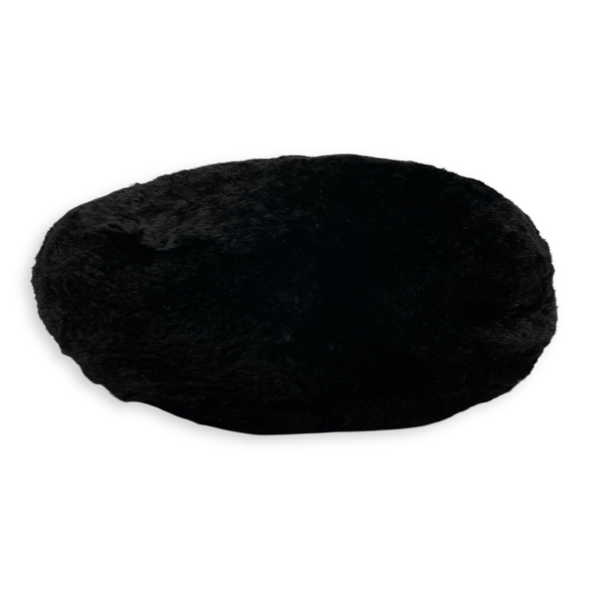 Vintage Black Shoulder Bag in Faux Fur, Silver hardware